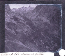 PLAQUE DE VERRE -  Photo - Les Alpes - Les Grands Cols- Rochers Du GALIBIER  -   Année  1890 - Glasdias