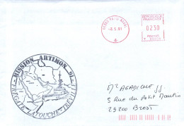 ENVELOPPE AVEC CACHET FREGATE LATOUCHE TREVILLE - MISSION ARTIMON 91 - FLAMME MECANIQUE PARIS NAVAL 03/05/91 - Correo Naval