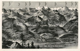 13191798 Aigle VD Bex Panoramakarte Bergkette Aigle VD - Sonstige & Ohne Zuordnung