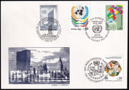 UNO NEW YORK - WIEN - GENF 1991 TRIO-FDC Dauerserie - New York/Geneva/Vienna Joint Issues