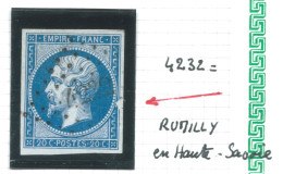 N°14 20c BLEU NAPOLEON T2 / VARIETE SUARNET 28 / PLANCHAGE 128B1 / PC 4232 IND 11 RUMILLY HAUTE SAVOIE / TB MARGES - 1853-1860 Napoleon III