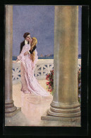 AK Liebespaar Küsst Sich Auf Einem Balkon  - Couples