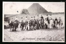 AK Expedition Orientfahrt Mai 1912, Reisegruppe Vor Der Pyramide Und Der Sphinx  - Other & Unclassified