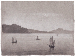 (Küstenszene Mit Segelschiffen / Coastal Scene With Sailing Ships / Marine) - Zeichnung Dessin Drawing - Estampes & Gravures