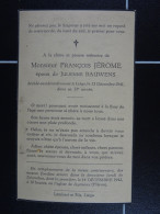 François Jérome épx Bauwens Liège 1941 à 31 Ans - Devotieprenten