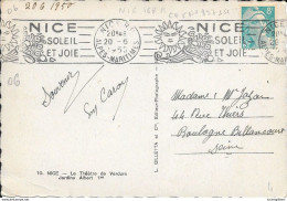 ALPES MARITIMES 06 - NICE RP - FLAMME N° 168 R  -  NICE SOLEIL ET JOIE - 1950 -  BELLE FRAPPE - Mechanical Postmarks (Advertisement)