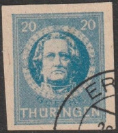 SBZ- Thüringen 1945, Mi. Nr. 98 BY Z1, Freimarke: 20 Pfg. Johann Wolfgang Von Goethe.  Gestpl./used - Usados