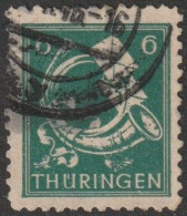 SBZ- Thüringen 1945, Mi. Nr. 96 AX Bu, Freimarke: 6 Pfg. Posthorn Und Brief.  Gestpl./used - Gebraucht