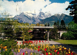 13147514 Bad Ragaz Eingang Zu Thermalbaedern Mit Falknis Raetikon Tulpenbeet Bad - Andere & Zonder Classificatie