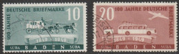 Franz. Zone- Baden: 1949, Mi. Nr. 54-55, 100 Jahre Deutsche Briefmarken.   Gestpl./used - Bade