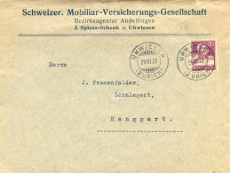 Mail Von Uhwiesen 29 3 22 Zurich -mobiliar Versicherungs Gesellschaft - Tellbrustbild 154 - Poststempel