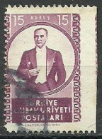 Turkey; 1952 Vienna Printing Postage Stamp 15 K. ERROR "Shifted Perf." - Oblitérés