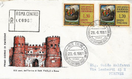 Fdc Milvio: SAN PAOLO A ROMA 1961; Raccomandata; AS_Roma - FDC