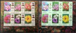 MALAYSIA 2016 Garden Flowers Definitve Sheets,Flora, 2 Sheets IMPERF And PERF, MNH (**) - Malaysia (1964-...)