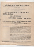 (chemins De Fer )  FEDERATION DES SYNDICATS / Contre Les Taxes Etc   ..  (PPP47262) - Chemin De Fer