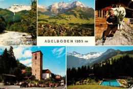 13130044 Adelboden Kirche Ziege Schwimmbad Panorama Adelboden BE - Altri & Non Classificati