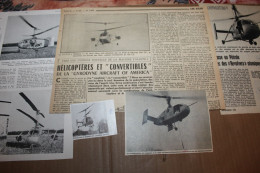 Lot De 20g D'anciennes Coupures De Presse Des Hélicoptères Américains Gyrodyne - Aviación