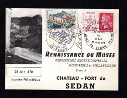 Trois Cartes Postales : Renaissance Du Musée Dans Le Château Fort De Sedan, Journée Philatélique 28 Juin 1970 - 1964-1988