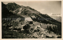 13114698 La Creusaz Berghuette Alpenpanorama Blick Zu Dents De Morcles Les Maréc - Sonstige & Ohne Zuordnung