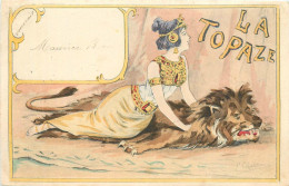 F CHAMOUIN (illustrateur) - La Topaze, Femme Style Art Nouveau, Lion. - Autres & Non Classés