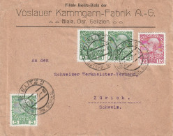 Autriche Lettre Bielitz Pour La Suisse 1909 - Briefe U. Dokumente