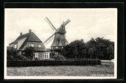 AK Wyk A. Föhr, Windmühle Und Wohnhaus  - Mulini A Vento