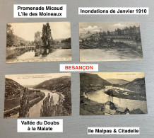 8 Cartes Postales De Besançon : 7 N&B, Avec Correspondance, 4 Sont Affranchies, 6 Du Début Du Siècle Dernier & 1 De 1953 - Besancon