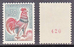 FRANCE ROULETTE Avec N° ROUGE - COQ De DECARIS  - YVERT N° 1131Ab ** - COTE = 13,5 EUROS - Rollo De Sellos