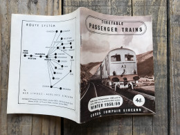 Timetable Passenger Trains Winter 1958/59 Coras Iompair Eireann Irelande Ireland Irish Stations + Carte Map Dublin  - Railway & Tramway