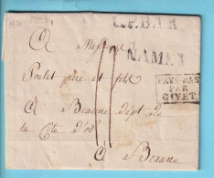 PRECURSEUR  Avec Cont. 3 Avril 1820 NAMEN Pays-Bas Par Givet Vers Beaune France  - 1830-1849 (Independent Belgium)