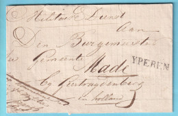 PRECURSEUR  Bande Sans Contenu Franchise Militaire Dienst YPEREN Vers Geertragdenberg HOLLAND - 1815-1830 (Periodo Holandes)