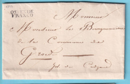 PRECURSEUR  Avec Cont. 1822 Griffe OSTENDE FRANCO Vers Groeden  - 1815-1830 (Periodo Olandese)