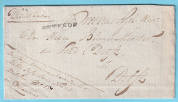 PRECURSEUR  Sans Contenu Franchise Militaire Dienst OSTENDE Veers Delft HOLLAND - 1815-1830 (Holländische Periode)