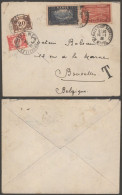 MARRUECOS MEKNES A BRUXELLES 1938 CON SELLOS TASA BELGICA - Cartas & Documentos