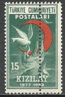 Turkey; 1952 75th Year Of The Turkish Red Crescent Society 15 K. ERROR "Double Perf." - Neufs