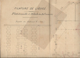 86, Liguge, Filature De Liguge, Plan D'ensemble Et Détails Des Bâtiments Incendiés. Quelques Vues. Année? - Historische Documenten