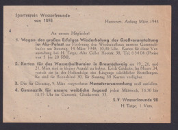 Heimat Sport Wassersport Besetzung Postkarte Hannover Sportverein Wasserfreunde - Autres & Non Classés