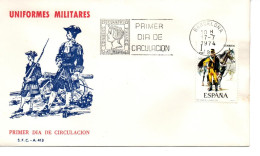 ESPAÑA SPAIN SPD FDC UNIFORMES MILITARES 1974 MILITAR SOLDADO SOLDIER MAT BARCELONA - Militaria