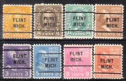 USA Precancel Vorausentwertungen Preo Locals Michigan, Flint  255, 8 Diff. Perf. 11x10 1/2 - Préoblitérés