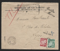 Enveloppe Ministère De La Marine De Paris Pour Lyon-Taxe-Cachet Paris Contreseings 1939 - 1921-1960: Periodo Moderno