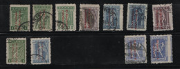 GREECE 1913 GREEK ADMIN READING UP RED & CARMIN 1 LEPTON - 1 DRACHMA 11 USED STAMPS  HELLAS No 271 - 278, 290, 295 AND V - Oblitérés