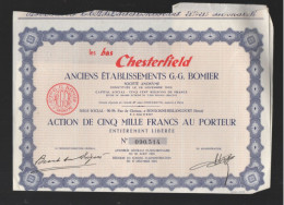 Paris: Action De 5000f     LES BAS CHESTERFIELD   1958 (CAT7165) - Altri & Non Classificati
