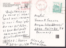 Czech Republic PPC Karlovy Vary MARIANSKE LAZNE 1994 MAL DIRIGÉ SUR LA SUEDE Stockholm To HOLTE Denmark (2 Scans) - Storia Postale