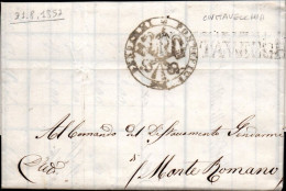 B25 - LETTERA DA CIVITAVECCHIA A MONTE ROMANO 1857 - ...-1850 Préphilatélie