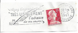 FRANCE. POSTMARK. ALWAYS WRITE THE ADDRESS OF YOUR SHIPMENTS VERY LEGIBLY. PERIGUEUX. 1961 - 1961-....