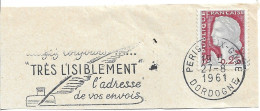 FRANCE. POSTMARK. ALWAYS WRITE THE ADDRESS OF YOUR SHIPMENTS VERY LEGIBLY. PERIGUEUX. 1961 - 1961-....