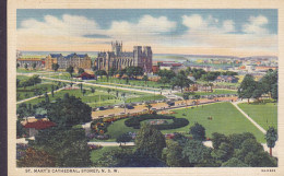 Australia PPC St. Mary's Cathedral, Sydney, New South Wales Showing Hyde Park In The Foreground (2 Scans) - Sydney