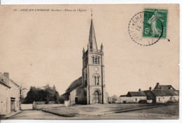 Carte Postale Ancienne Joué En Charnie - Place De L'Eglise - Other & Unclassified