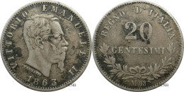 Italie - Royaume - Victor-Emmanuel II - 20 Centesimi 1863 M Milan - TTB/XF40 - Mon5809 - 1861-1878 : Vittoro Emanuele II