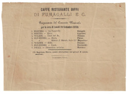 03912 "MILANO - CAFFE' RISTORANTE BIFFI DI FUMAGALLI E C. - PROGRAMMA CONCERTO MUSICALE 12 SETTEMBRE 1870" ORIG. NOTIZIE - Programmi